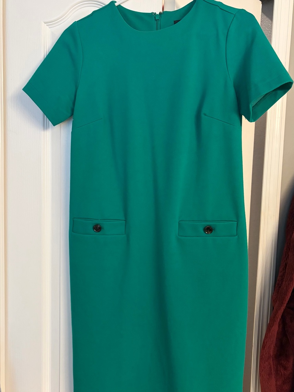 Ann Taylor green Midi Shift Dress with Front Flap Pockets